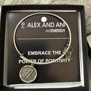 Alex and Ani Silver Initial Charm Bangle